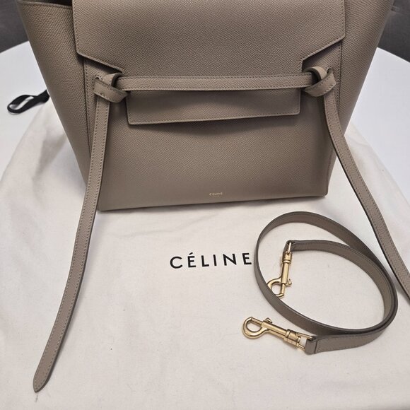 CELINE Grained Calfskin Mini Belt Bag Taupe (retail $3200) - Picture 2 of 13